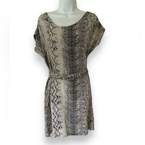 Joie Snakeskin Print Silk Belted Minidress